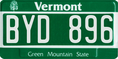 VT license plate BYD896