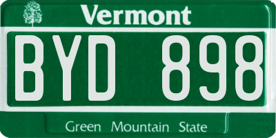 VT license plate BYD898