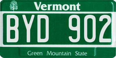 VT license plate BYD902