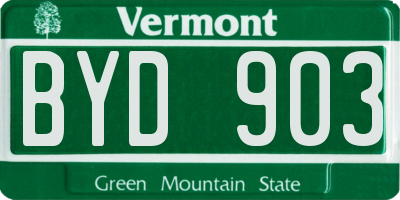 VT license plate BYD903