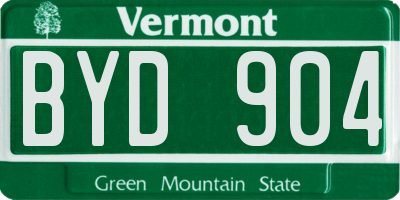 VT license plate BYD904