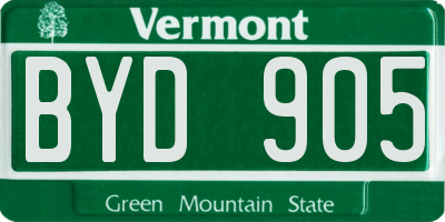VT license plate BYD905
