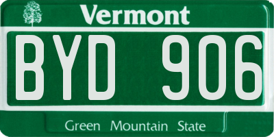 VT license plate BYD906