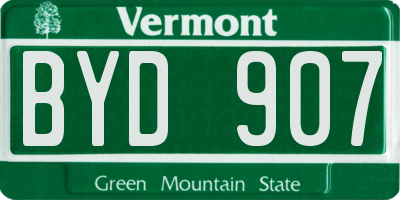 VT license plate BYD907
