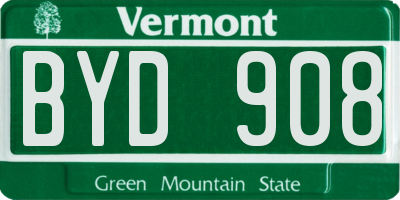 VT license plate BYD908