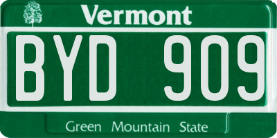 VT license plate BYD909