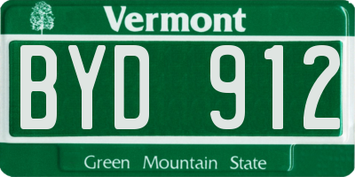 VT license plate BYD912