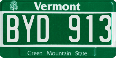 VT license plate BYD913