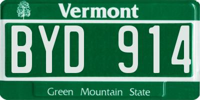 VT license plate BYD914
