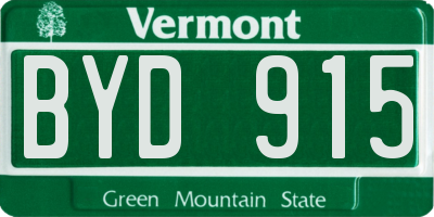 VT license plate BYD915
