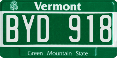 VT license plate BYD918