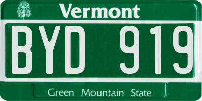 VT license plate BYD919