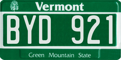 VT license plate BYD921