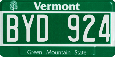 VT license plate BYD924