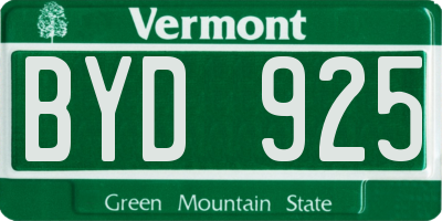 VT license plate BYD925