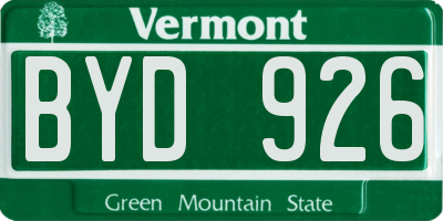 VT license plate BYD926