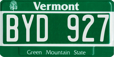 VT license plate BYD927