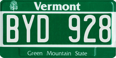 VT license plate BYD928