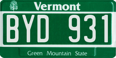 VT license plate BYD931