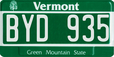 VT license plate BYD935