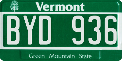VT license plate BYD936