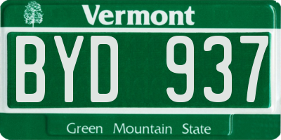 VT license plate BYD937