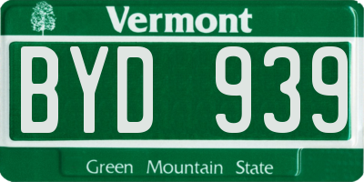 VT license plate BYD939
