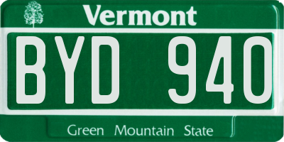 VT license plate BYD940