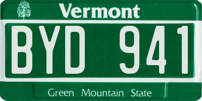 VT license plate BYD941