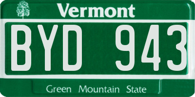 VT license plate BYD943
