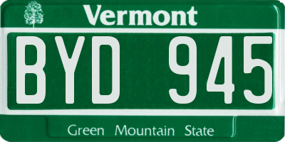 VT license plate BYD945