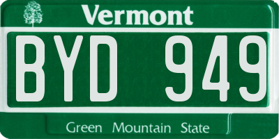 VT license plate BYD949