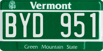 VT license plate BYD951