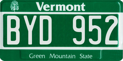 VT license plate BYD952