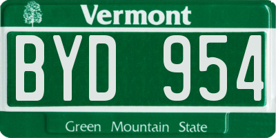 VT license plate BYD954