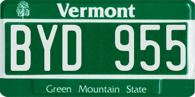 VT license plate BYD955
