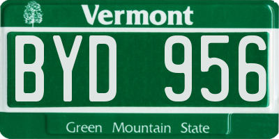 VT license plate BYD956