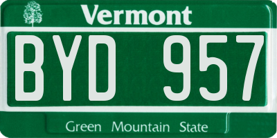 VT license plate BYD957