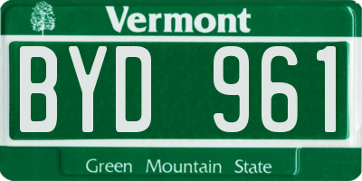 VT license plate BYD961