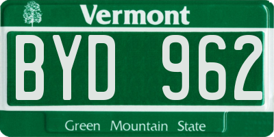 VT license plate BYD962