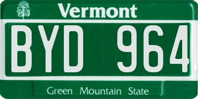 VT license plate BYD964