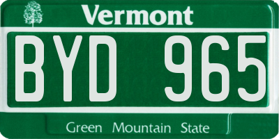 VT license plate BYD965