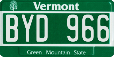 VT license plate BYD966