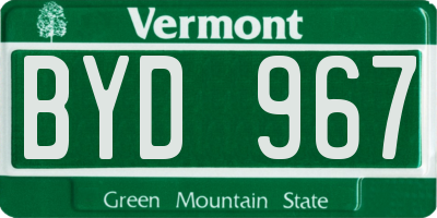 VT license plate BYD967