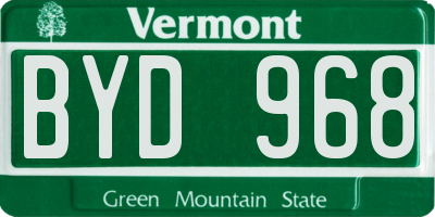 VT license plate BYD968