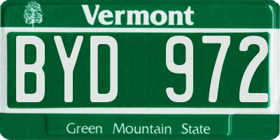 VT license plate BYD972