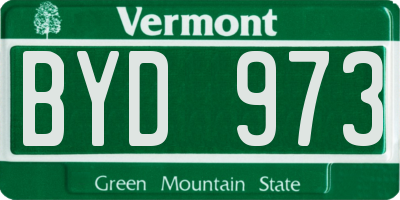 VT license plate BYD973