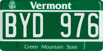VT license plate BYD976