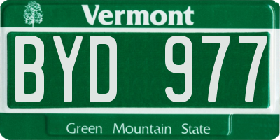 VT license plate BYD977