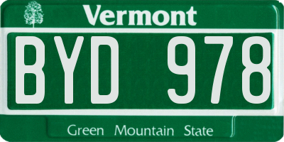 VT license plate BYD978